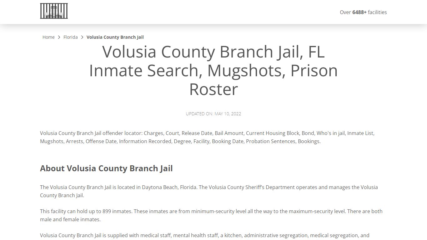 Volusia County Branch Jail, FL Inmate Search, Mugshots ...